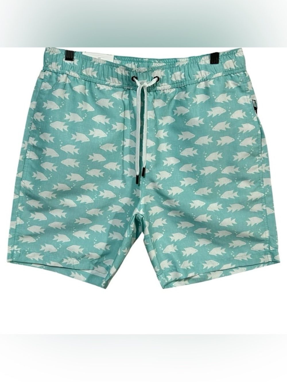 Onia Men's Teal Fish-Print Swim Trunks
